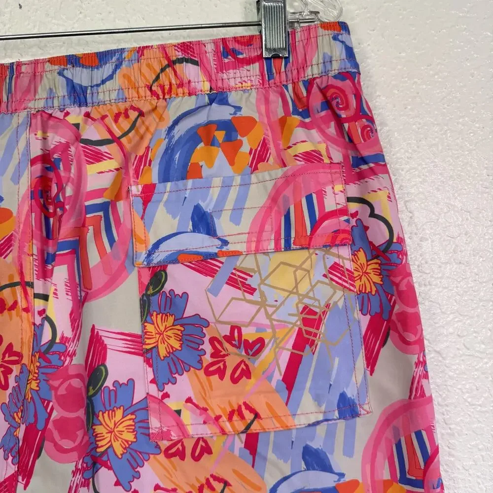 Psycho Bunny Benton Swim Trunks Mens Large Tropical Floral Beach Resort Shorts